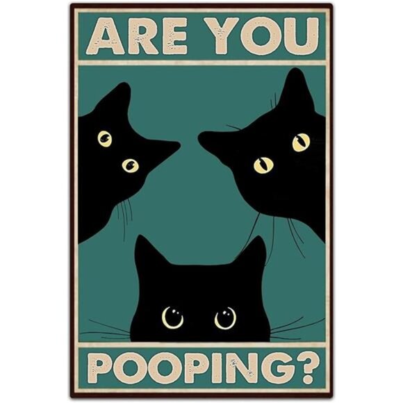 Black Cat Are You Pooping Funny Tin Signs Bathroom Wall Decor 8 x 12 Inch (918) - Picture 7 of 7